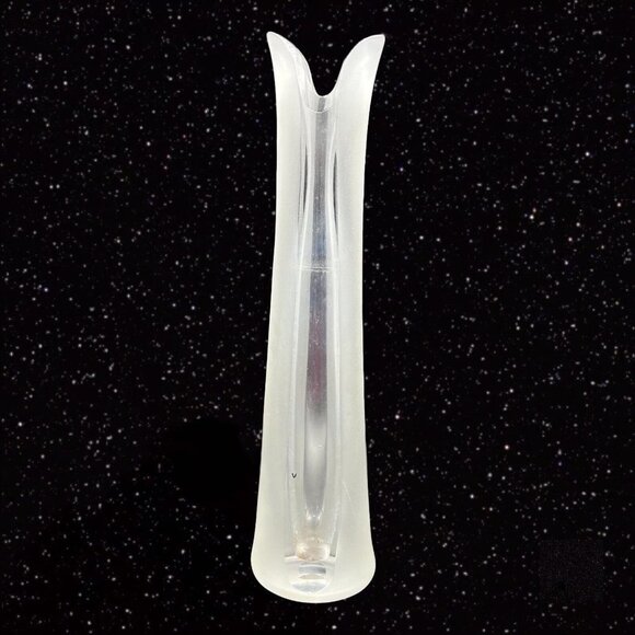 Vintage Polish Art Glass Vase Large Tall Frosted Clear Glass Signed By Artist - Picture 9 of 13